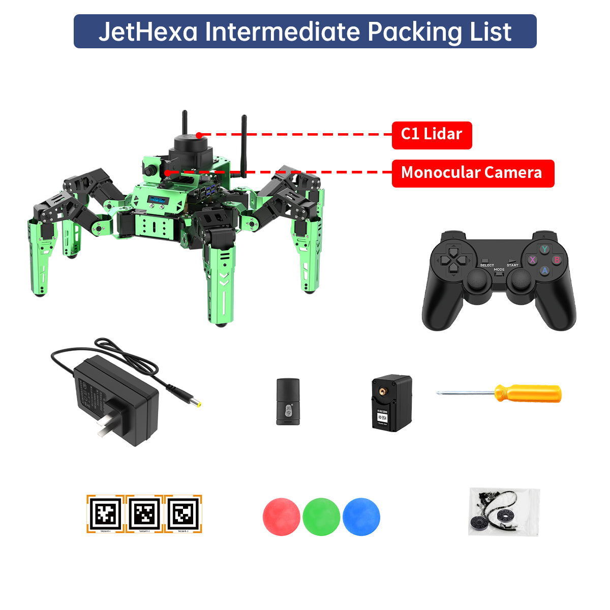 Hiwonder JetHexa ROS Hexapod Robot Kit Powered by Jetson Nano with Lidar Depth Camera Support SLAM Mapping and Navigation Hiwonder JetHexa ROS Hexapod Robot Kit Powered by Jetson Nano with Lidar Depth Camera Support SLAM Mapping and Navigation